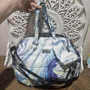 Justice Blue and White Duffle Bag With Crossbody Strap & Extra Pouch
